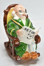Vintage Lefton Ceramic Retirement Fund Grandpa Rocking Chair Bank Japan  - $44.50