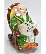 Vintage Lefton Ceramic Retirement Fund Grandpa Rocking Chair Bank Japan  - $44.50