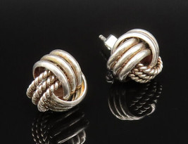 925 Sterling Silver - Vintage Twisted Rope Love Knot Stud Earrings - EG1... - $35.75
