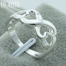 DOTEFFIL 925 Sterling Silver Double Heart Ring For Women Wedding Engagement Part - £6.90 GBP