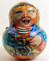 Handpainted Russian One Of A Kind Roly Polly &quot; Female Sailor&quot; By Natasha L API Na - £157.25 GBP