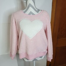Womens Jaclyn Intimates pink furry top with furry Heart size Large - $15.75