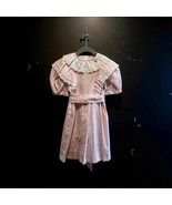 Vtg Polly Flinders Puff Sleeves Pink White Stripe Dress Eyelet Girl&#39;s Si... - $34.60