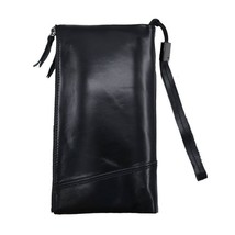 Long Leather Clutch Wallet Solid Bifold Men Purse Bag Zipper Closure Wri... - £34.38 GBP