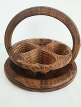 Handmade Teak Wooden Collapsible Antique Dry Fruit Basket Home Kitchen Table - £39.96 GBP