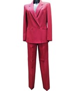 Two Pieces Winter Woman Set With Trousers Red Wool Double Chest Tweed 42... - £126.35 GBP