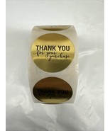 Thank You for Your Purchase Stickers Gold 1 3/8” Round. LESSThan 500 Labels - $4.17