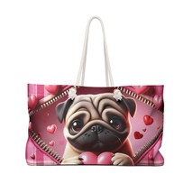 Personalised/Non-Personalised Weekender Bag, Cute Dog, Zipper, Valentines Day, L - £38.74 GBP