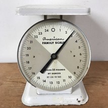 Vintage Antique American Family White Gray Enamel Metal Baby Scale 25lbs - £47.80 GBP