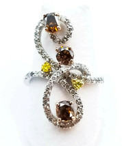 1.82ct Natural Fancy Brown, and Yellow Diamond Engagement Ring 18K White Gold - £3,279.25 GBP