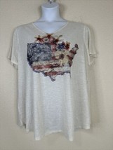 Cato Womens Plus Size 22/24W (2X) Floral America V-neck T-shirt Short Sl... - $14.54