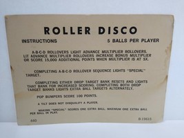 Roller Disco Vintage Pinball Machine Original Instruction Card 5/3 Ball Vintage - £10.23 GBP