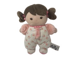 Baby Starters plush soft brunette baby doll rattle pink flowers 2016 stuffed toy - £7.11 GBP