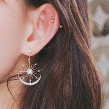 [Jewelry] Moon and Sun Cute Dangle Earrings for Best Friend/Lady/Girl/Woman Gift - £9.44 GBP