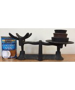 Vtg Antique Primitive Old Fashioned Cast Iron Balance Scale w 3 Weights ... - £178.85 GBP