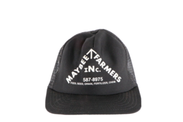 Vtg 80s Rockabilly Maybee Tree Farmers Spell Out Trucker Hat Snapback Black USA - £18.95 GBP