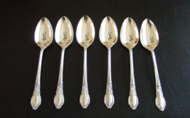 6 OVAL BOWL SOUP SPOONS 1881 ROGERS ONEIDA ENCHANTMENT PATTERN SILVERPLATE - $23.36