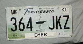 United States Tennessee 2008 Passenger License Plate # 364-JKZ - $5.89