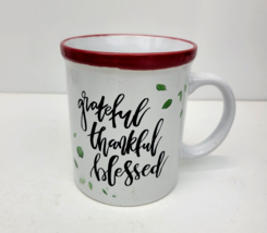 Grateful Thankful Blessed Mug Coffee Cup Oversized by Design Pac White &amp;... - £11.98 GBP