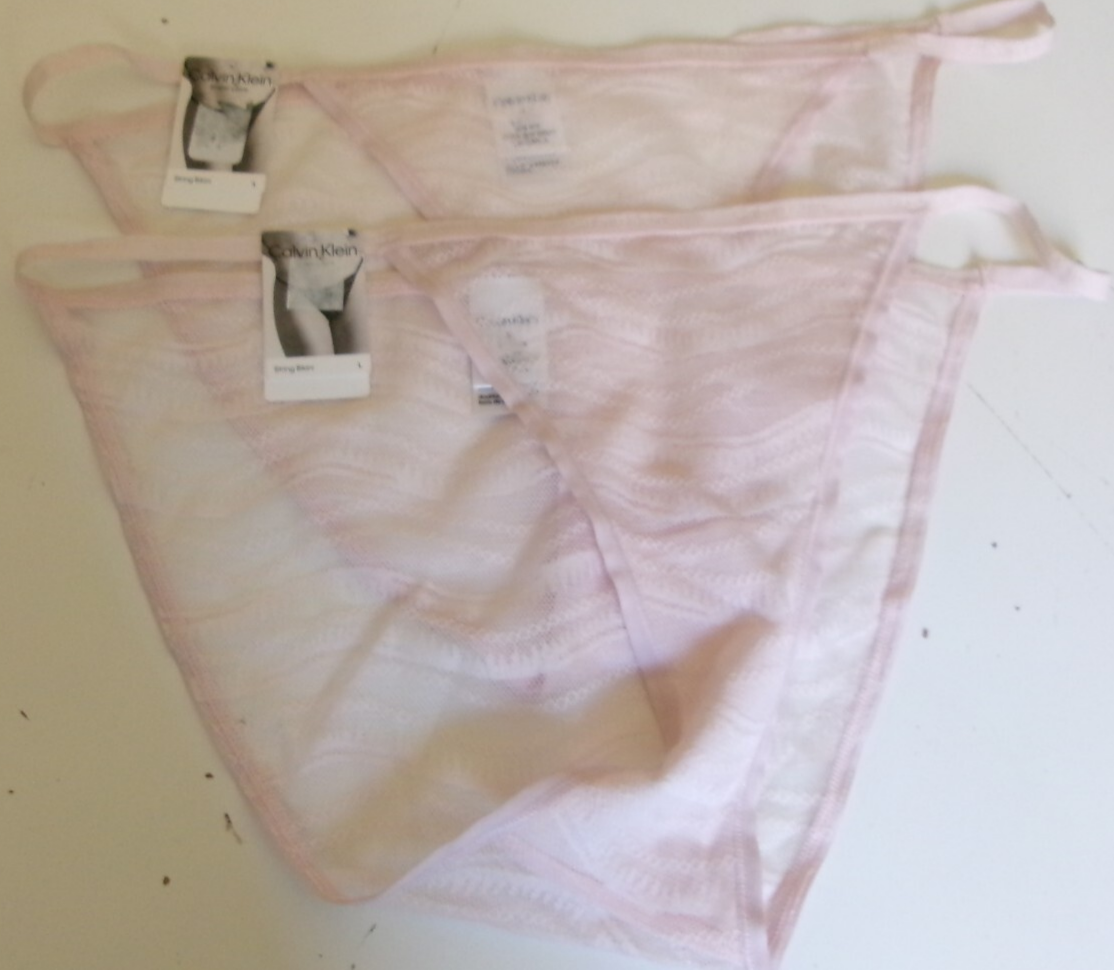 Two Calvin Klein Lace string Bikini Panty Size X-Large Light beige style... - £11.87 GBP