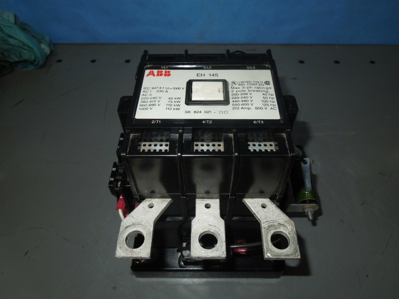 Primary image for ABB Contactor EH 145 EH145C-YL11 212-230A 125hp Max 600V 3P w/ 24v DC Coil Used