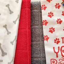 Dog Lover Kitchen Set, 7-pc, Pet Decor, Tea Towels, Clips, Red Grey image 5