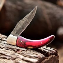 Custom Handmade Damascus Steel Foldable Blade Pocket Knife Lock-back Wit... - $23.72