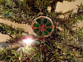 Dept. 56 Lime Green &amp; Silver Fruit Lime Round Holiday Christmas Ornament - $9.85