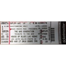 The Who Generation @ The House Of Blues Las Vegas, Expired Complimt Full Ticket - £1.55 GBP