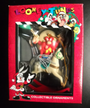 Matrix Christmas Ornament 1996 Looney Tunes Yosemite Sam On Rocking Horse Boxed - $6.99