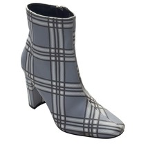 Women’s Shoes Fashion Nova Becca N Gray Plaid Fabric Ankle Boots Size 9 - £11.48 GBP