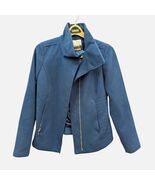 Kensie Royal Blue High Collar Full Zip Peacoat Moto Jacket Medium M - $49.99