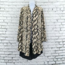 NY Collection Open Front Cardigan Womens Large Animal Print Drape Duster - £18.83 GBP