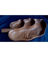 Hawaiian Monkey Pod Wood Hand Crafted Large Leaf Sectioned Bowl - $452.18 MXN