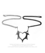 Alchemy P851 Darkling Heart Necklace Gothic Double Pendant England Drago... - $40.46