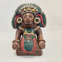 Vintage Mexican Hand Painted Clay Aztec Style Figure Statue 6.5" Folk Art - $29.99