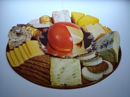 Vintage Food Platter Diecut Sign Cheese Crackers Spreads Vintage Paper 1950s  - £4.17 GBP