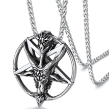 Devil Satan Goat Head pentagram necklace - £3.91 GBP
