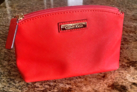 Calvin Klein Red Saffiano Leather Cosmetic or Other Accessory Bag - $13.99
