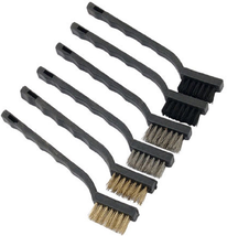 6 Piece Hand Wire Brush Set 175mm Long With Nylon, Brass &amp; Steel Bristle... - $103.71 MXN