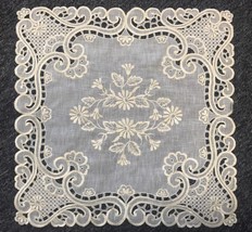 Ivory 4 Pcs Organza Embroidered Lace 15&quot;&quot; Doily Doilies Placemat Wedding Party - £36.34 GBP