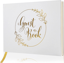 Wedding Guest Book, 10X8’’ Sign in Book, 128 Pages Thick Paper with Gold... - £16.11 GBP