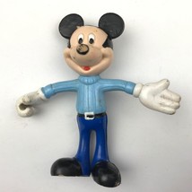 Mickey Mouse Disney Vintage Plastic Blue Rubber Bendy Toy Figure 4.5 Inc... - $2.95