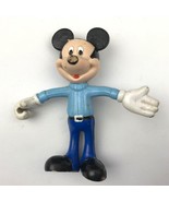 Mickey Mouse Disney Vintage Plastic Blue Rubber Bendy Toy Figure 4.5 Inc... - $4.03 CAD