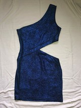 Gorgeous Royal Blue Glitter Stretch Body Hugging Cut Out Dress Juniors S... - $8.00