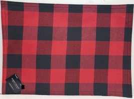 Set Of 2 Same Fabric Placemats (13&quot;x18&quot;) Christmas, Red &amp; Black Buffalo Check,Hl - £10.27 GBP