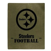 Pittsburgh Steelers Olive 50&quot; by 60&quot; Plush Raschel Throw Blanket - NFL - £19.31 GBP