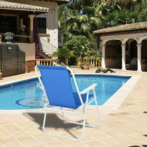 Foldable Blue Beach Chair, Durable Oxford Cloth &amp; Sturdy Iron Frame - $39.99
