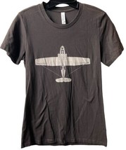 Bella+Canvas T shirt Boys XL Brown Airplane Graphic Short Sleeve Crew Neck - $6.89