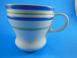 Starbucks 2007 White Blue & Green Striped Mug Cup 12 Oz - £11.16 GBP